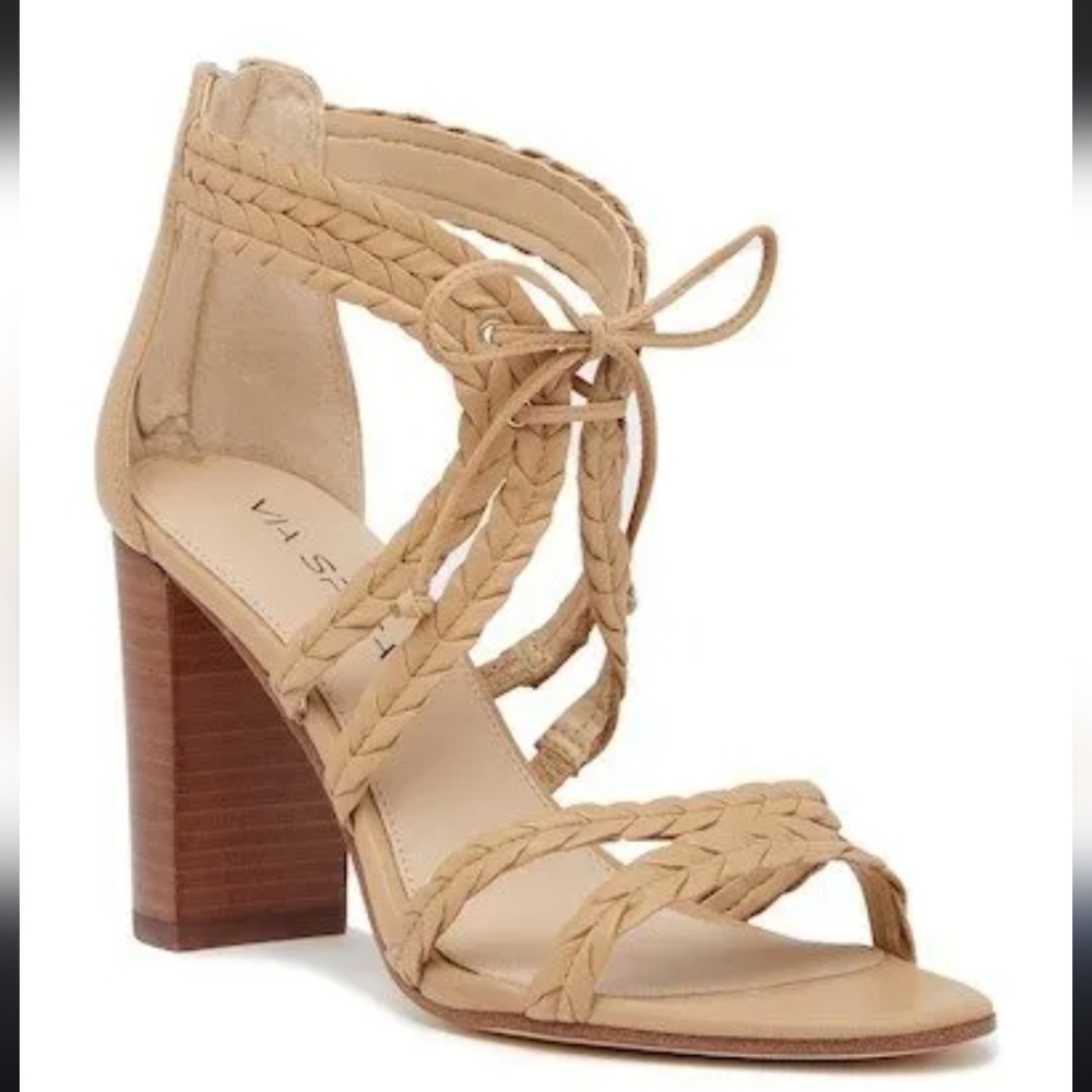 🌸 Via‎ Spiga | Tie Strap Heels, Leather, Tan